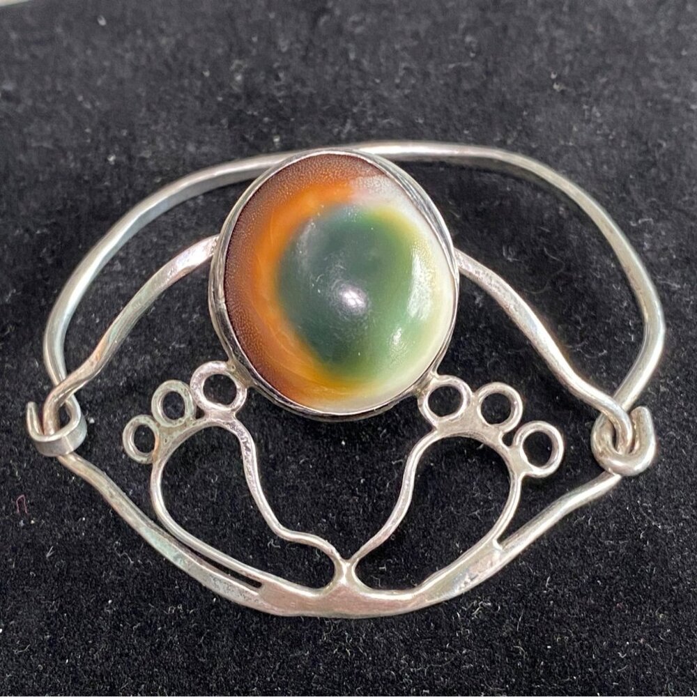 Bracelet 7" Shell Sterling Silver 925 Feet Hippie Handmade Artisan